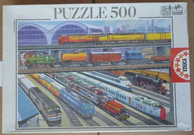 EDUCA Jigsaw  CENTRAL STATION  Steam Train Electric & Diesel 500 Pce NEW • £4.50