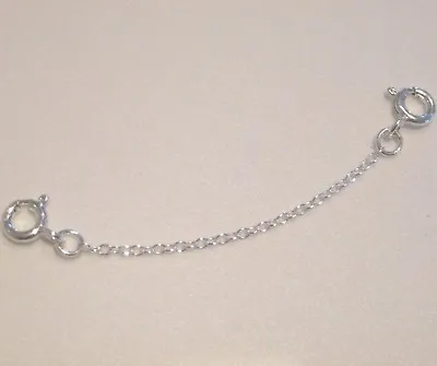 925 Sterling Silver Extender Safety Fine Trace Chain 2 X Bolt Rings MULTI SIZES • £5.60