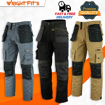 £28.99 • Buy Cargo Combat Mens Work Trousers Heavy Duty Knee Pads Multi Pockets Trouser AP