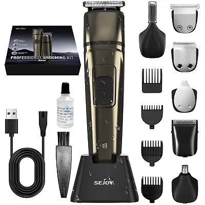 SEJOY Professional Mens Hair Clippers Barbers Cutting Beard Trimmer Grooming Kit • £18.99