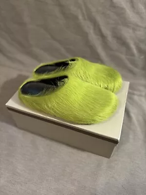 Marni Green Fur Fussbet Slides Size 10 • $419.99