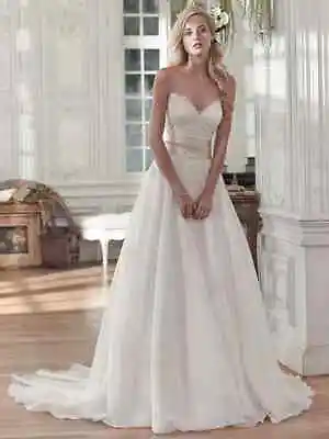 Maggie Sottero 6MS287 Poppy 10 Wedding Dress Ivory Over Blush Organza Lace • $299