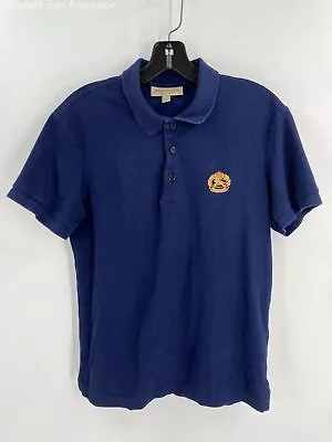 Burberry Mens Navy Cotton Classic Short Sleeve Golf Polo Shirt Size Small COA • $34.99