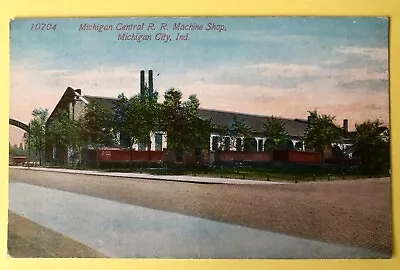 Postcard 1900 Photo Michigan City Central Railroad Machine Shop￼￼￼ IN Indiana • $11