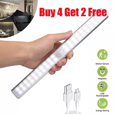 £5.23 • Buy Wireless LED PIR Motion Sensor Light Strip Cabinet Kitchen Lamp USB Rechargeable