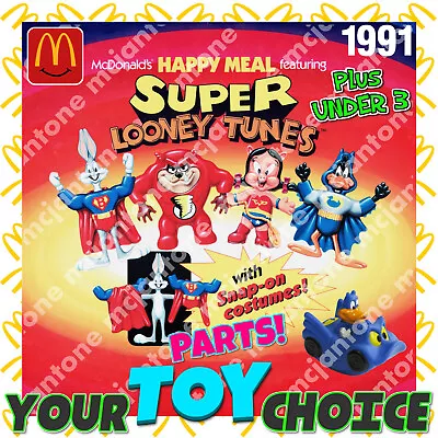 McDonald's 1991 SUPER LOONEY TUNES Superhero Hero Costume YOUR Toy Parts CHOICE • $10