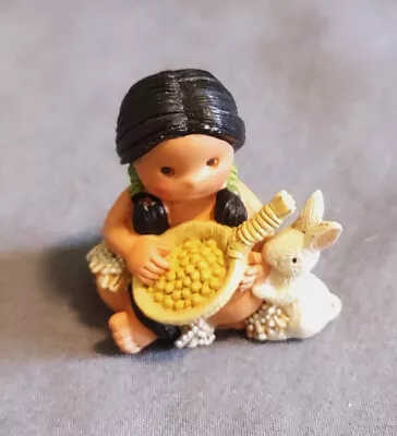 Enesco Friends Of The Feather Figurine - Girl With A Basket Of Corn And A Rabbit • $25