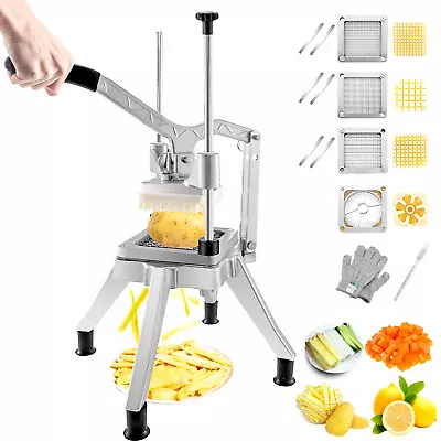 VEVOR Commercial Vegetable Cutter Potato Chopper Slicer Fruits Dicer W/ 4 Blades • $79.99