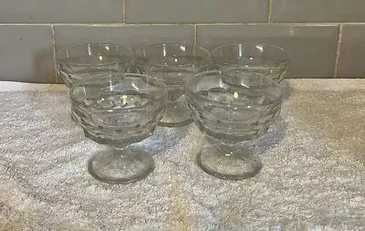 5 X Vintage Jacobean Ice Cream Sundae / Dessert  Dishes  / Glass Bowls • £6