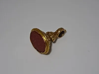 Antique 9ct Gold Watch Fob Seal - Polished Hard Stone - 5.81g • £144.95