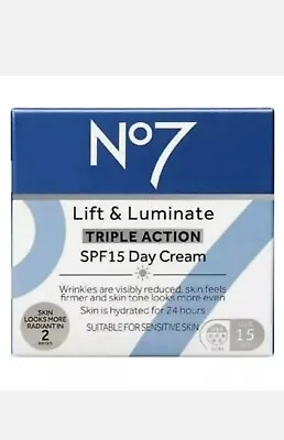 No7 Lift & Luminate TRIPLE ACTION Day Cream SPF15 50ml New Boxed  • £16.95