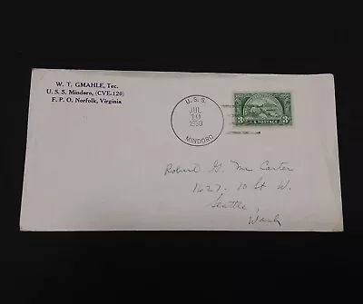 USS Mindoro CVE-120 Ship Cover 10 July 1950 Scott 987 • $2.99