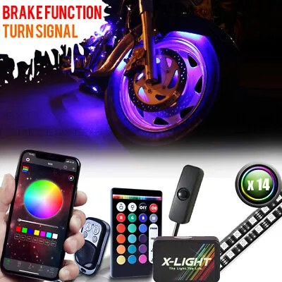 14pc Motorcycle LED Under Glow Light Kit Multi-Color Neon Strip /Turn Signal • $71.99