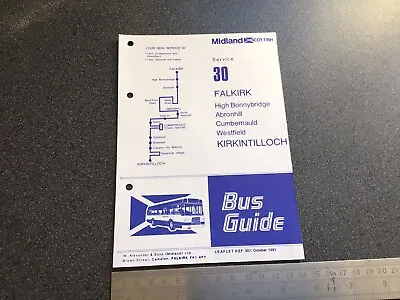 £5 • Buy Midland Scottish Bus Group Route 30 Timetable October 1981 Falkirk Kirkintilloch