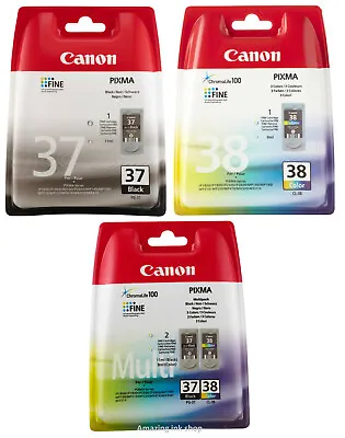 Genuine Canon PG-37 & CL-38 Black & Color Ink Cartridge MP470 MX300 MX310 LOT • £17.95