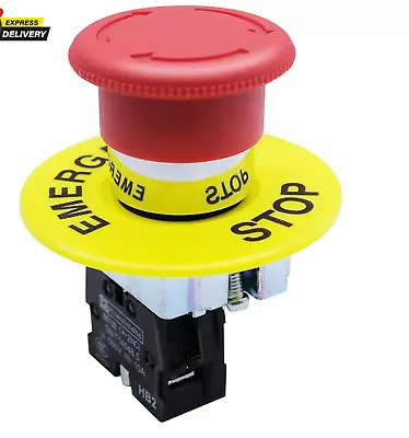 1 NC 22mm Emergency Stop Push Button Switch Red Mushroom Equipment E Stop Shut.. • $15.99