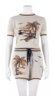 ZIMMERMANN  TROPICANA  Jacquard Printed Cream Top/Short Size 0 Cotton Preloved • $295