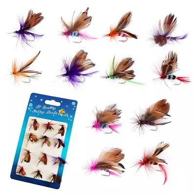 12pcs Fly Fishing Lures Dry/Wet Flies For Bass Trout Salmon Fishing Streamers • $10.21