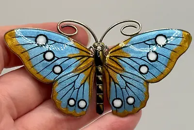 Antique Marius Hammer Norway Sterling Silver 930S Enamel Butterfly Brooch Pin • £819.20