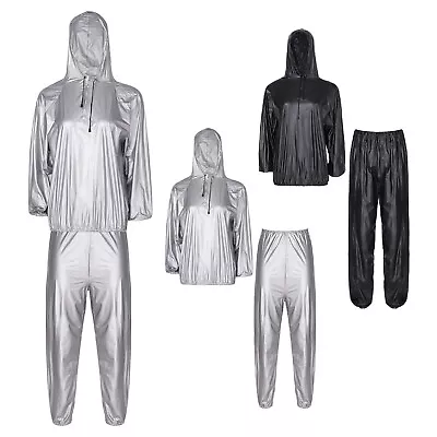 Mens Fitness Wind-Proof Sports Suit Drawstring Sauna With Pants Sportswear Tops • $14.87