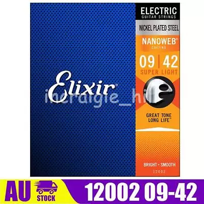Elixir 12002 Nanoweb Coated Electric Guitar Strings Super Light 9-42 OZ • $14.89