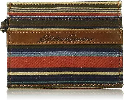 Eddie Bauer Men's Pioneer Leather And Canvas Case Wallet With 5 Card Slots And R • $34.79