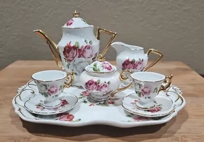 8 Pieces Dollhouse Miniatures Porcelain Dishes Tea Set With Serving Plate Flower • $25