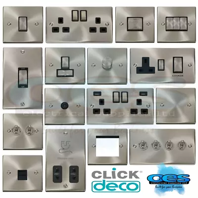 £6.49 • Buy Click Deco Victorian Satin Chrome Switches & Sockets Ingot Black Inserts Usb