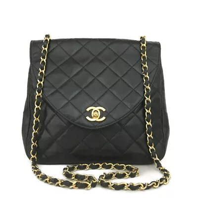 CHANEL Quilted Matelasse CC Logo Lambskin Chain Shoulder Bag Black/4X0714 • $22.50