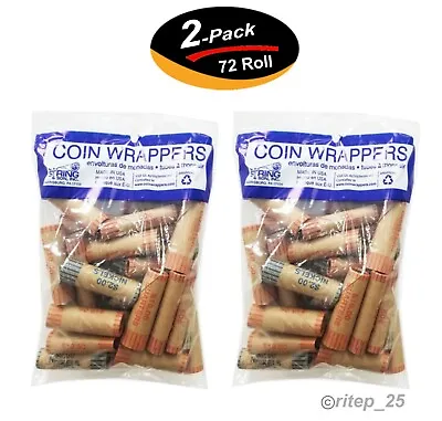 72 Rolls Preformed Coin Wrappers ASSORTED Paper Tubes Quarter Penny Nickel Dime • $9.78