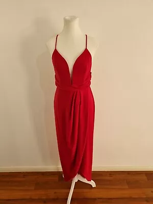 SHONA JOY Size 12 New Monique Plunge X Back Maxi Cocktail Dress Cocktail • $99.95