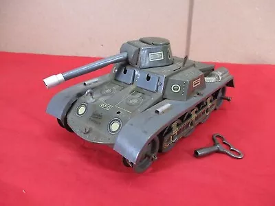 Vintage Gescha Tin Litho Wind Up Toy German Panzer Tank 65-6 • $229.99