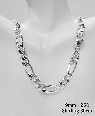 Sterling Silver Thick Solid Men's Figaro Chain Necklace Or Bracelet925 Italy • $173.06