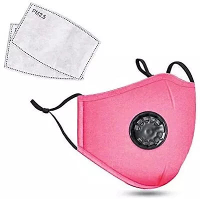 1 X PM2.5 Anti Air Pollution Reusable Washable Face Mask 2 Carbon Filters PINK • £2.49