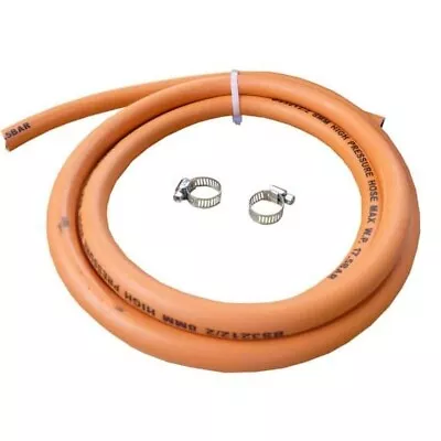 2m Propane Butane LPG Gas 8mm Hose Pipe BBQ Camping Caravan Motorhome + 2 Clips • £7.74