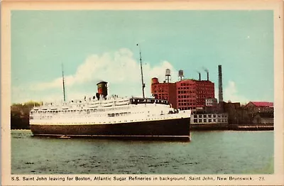 SS Saint JohnShip Leaving For Boston Vintage Unposted WB Postcard • $5