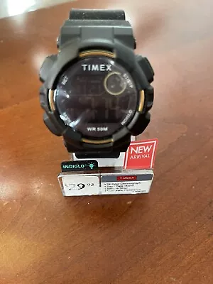 Timex TW5M23600 Unisex MAKO DGTL Black Resin Watch Indiglo Day/Date Alarm • $17