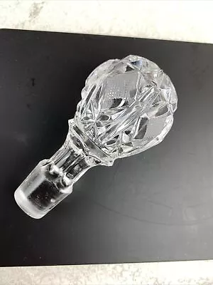 Vintage Crystal Cut Glass Decanter Stopper Clear Quilted Faceted Diamond • $15