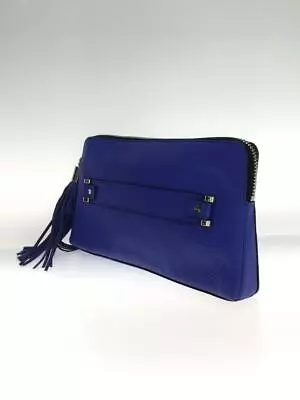 Milly Clutch Bag Leather BLU From Japan • $105.95