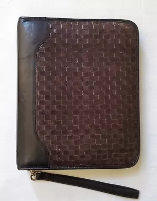 Vintage Franklin Quest Black And Brown Woven Leather Planner Binder 7 Rings • $49.95