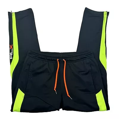 RLX Ralph Lauren Sweatpants Joggers Mens S Black Yellow Elastic Waist Zip Leg • $29.99