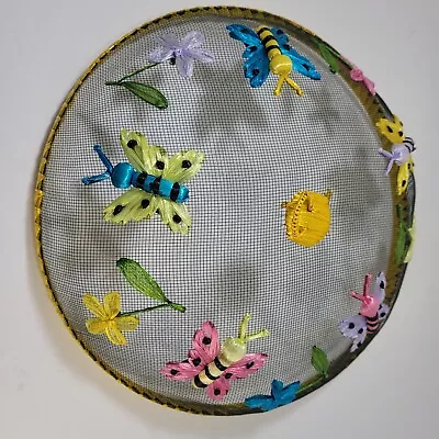 12  Food Cover Dome RETRO BBQ/PICNIC Mesh Screen Colorful Butterflies & Flowers • $10
