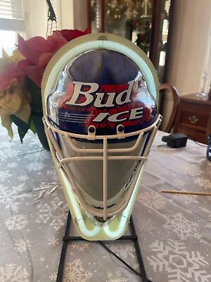 Rare Vintage NHL Bud ICE Hockey Mask Beer Sign Neon • $354.50