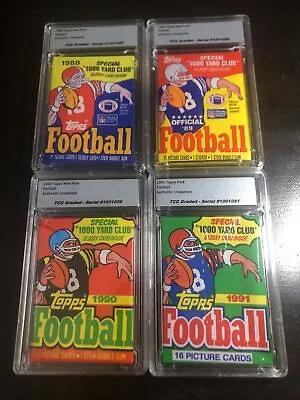 $45 • Buy 1988 1989 1990 1991 Football Wax Pack Lot Graded Unopened Encapsulated