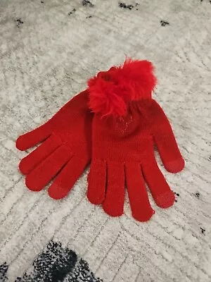 Disney Parks Pom Pom Red Gloves With Castle New • $19.99