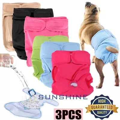 Reusable Washable Dog Diapers(3 Pack) - Dog Wraps For Both Male And Female Dogs • $18.59