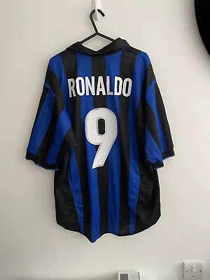 Original Inter Milan 1998/99 Home Football Shirt *RONALDO* 9 • £100