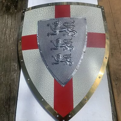 Medieval Templar Knight Shield All Metal Armor  22 1/2” X 18” • $95