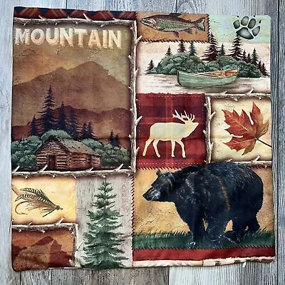 Bear Moose Stag Deer Elk Rustic Lodge Cabin Hunting Throw Pillow Cover 17” NEW • $9.50