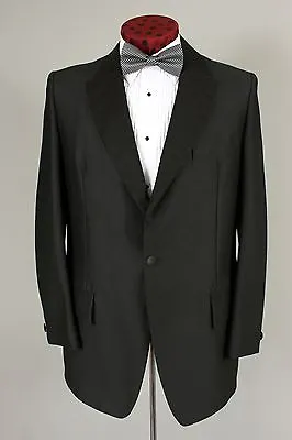 Vintage Mens 40L Classic Black Tuxedo Dinner Jacket Evening Formal 280 • $54.99